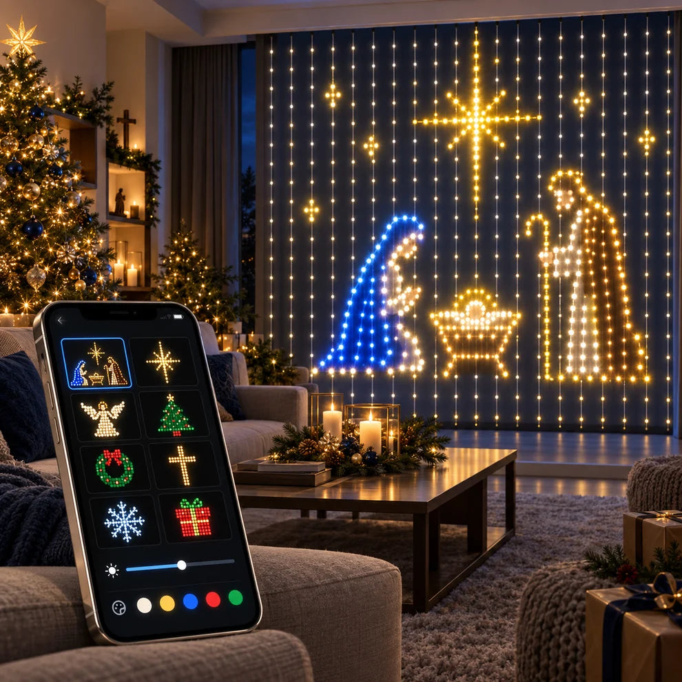 Tenda LED Natalizia Smart – Luci e Fiabe™
