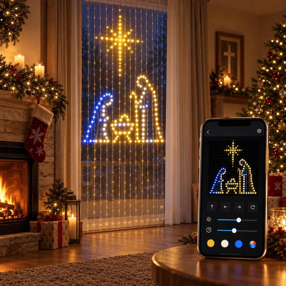 Tenda LED Natalizia Smart – Luci e Fiabe™